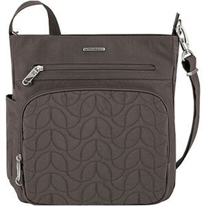 Travelon Anti-Theft Quilted North South Medium Crossbody Chelsea Bag Nylon Gray